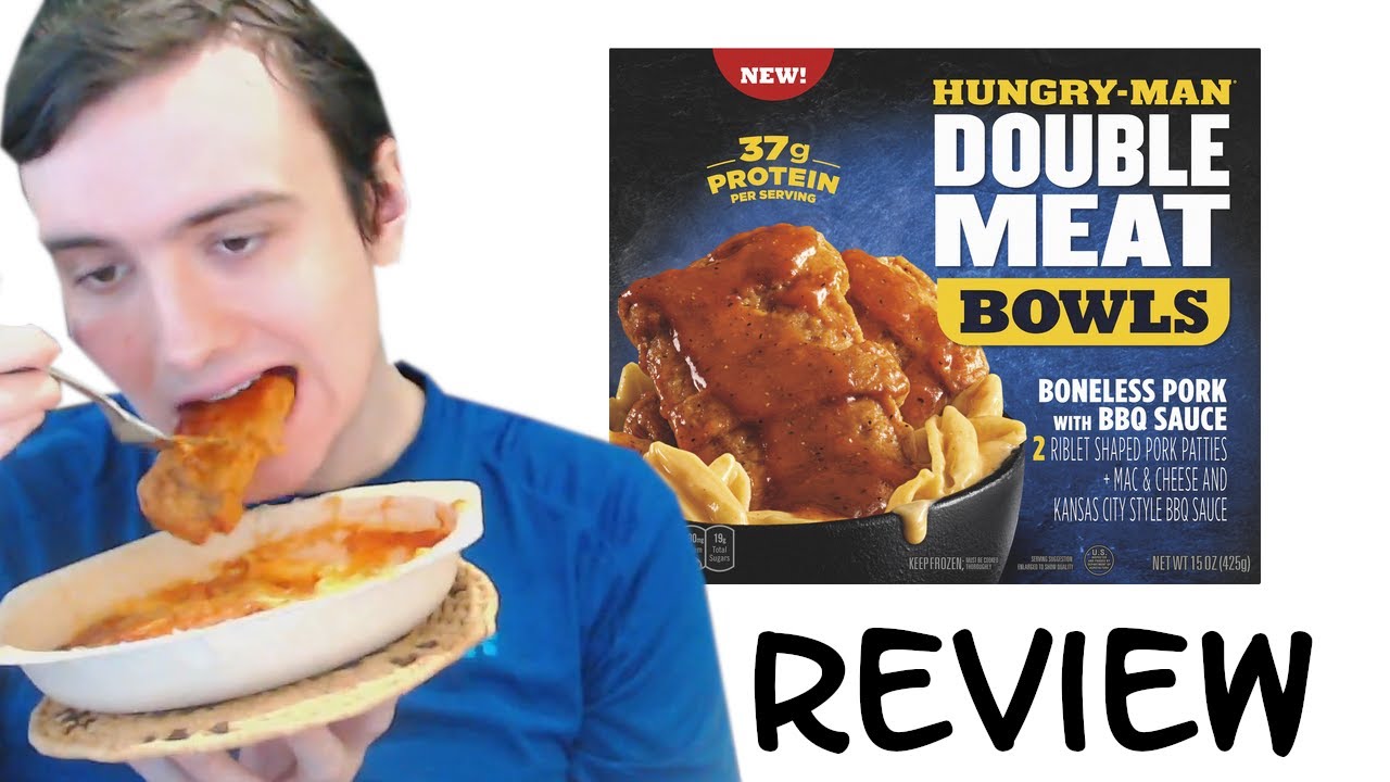 Hungry-man Double Meat Bowls Boneless Pork with BBQ Sauce - YouTube