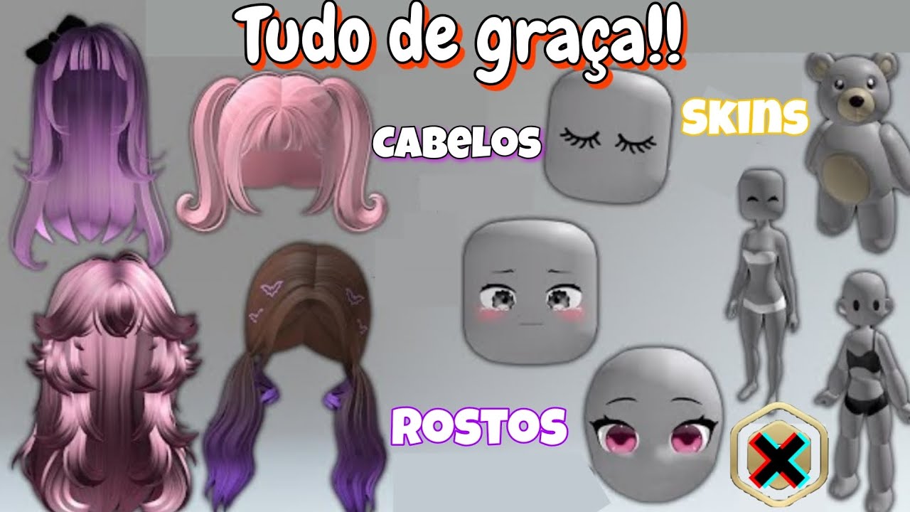 Como ganhar cabelo grátis, roupas e skins grátis no ROBLOX! (Free hair) 