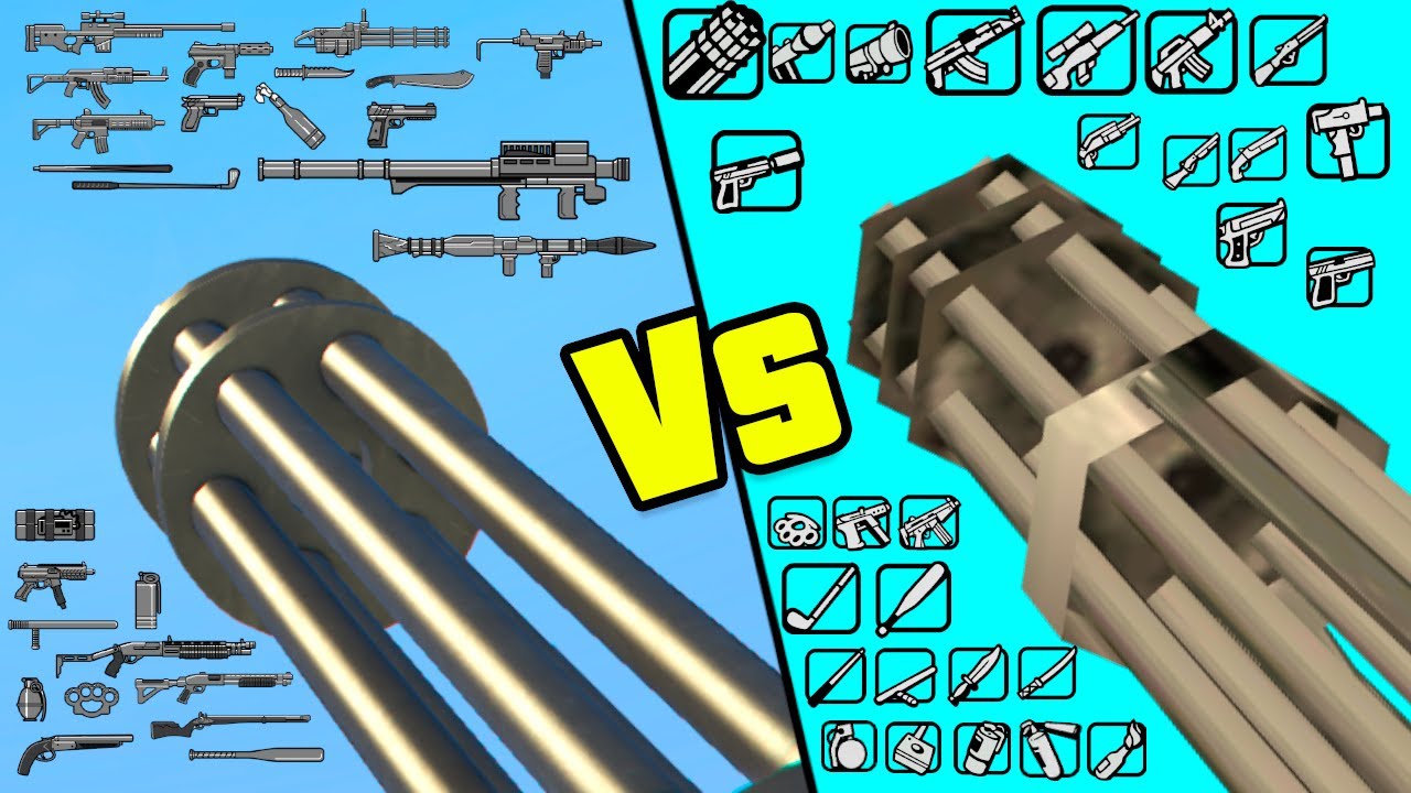 GTA Online vs GTA SA : All Weapons & Sounds in 73 Seconds