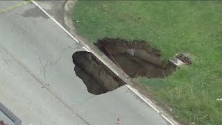SkyFOX: Road collapse on Fondren at Woodway