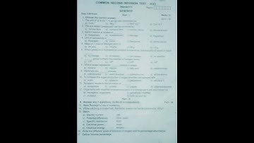 10th Std Science Second Revision Test question paper thiruvallur district-2023