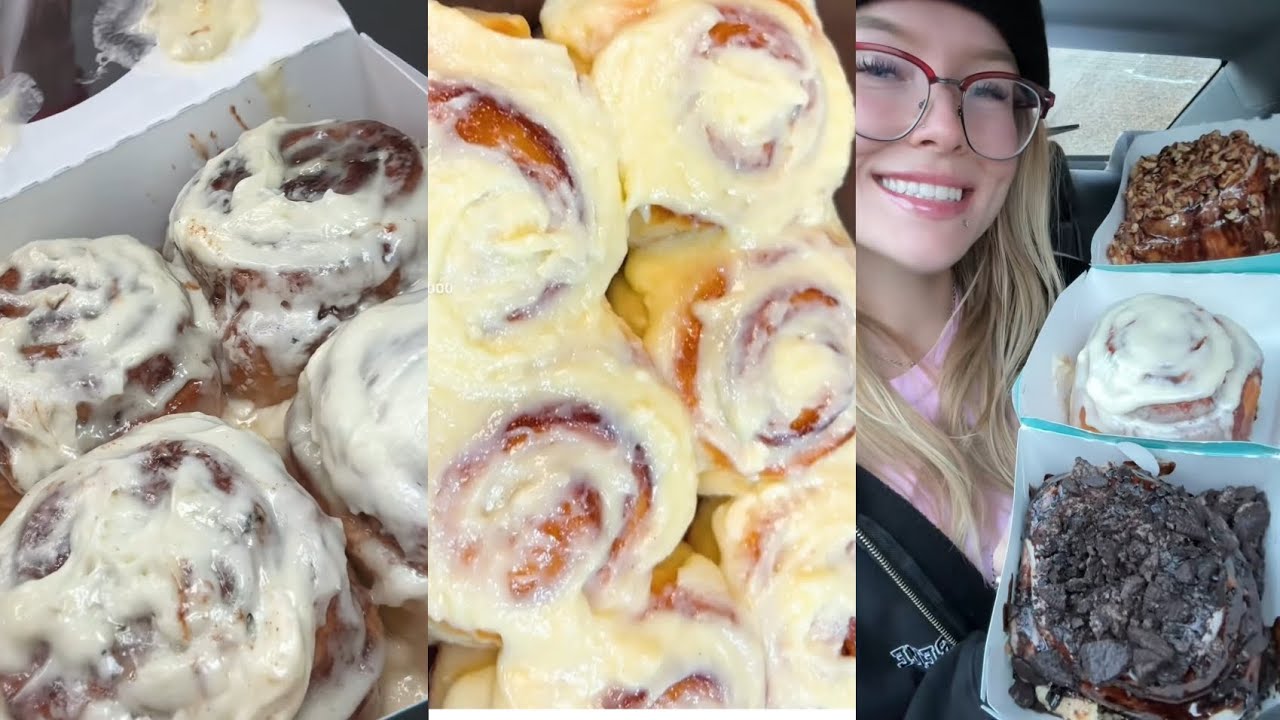 TIKTOK CINNAMON ROLLS MUKBANG COMPILATION CLASSIC CINNAMON ROLL CHOCOLATE OREO ETC