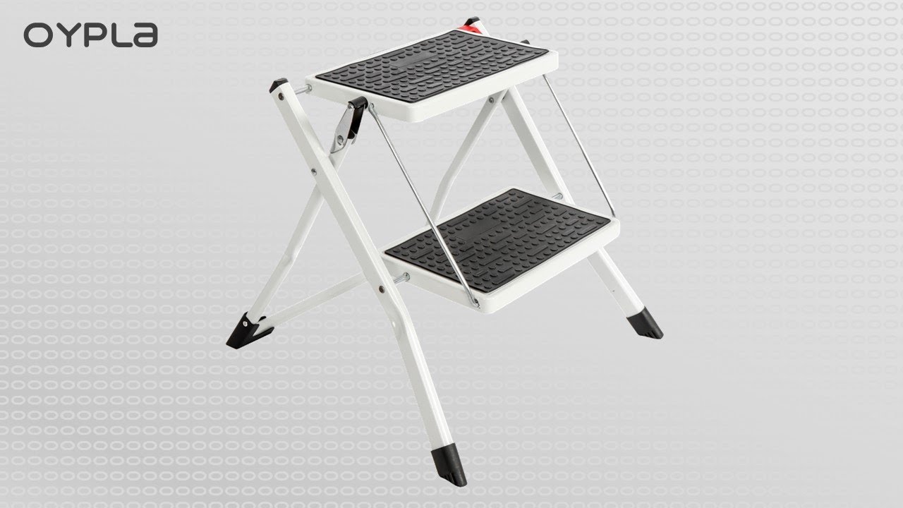 Oypla Foldable 2 Step Ladder Stepladder Non Slip Tread Safety Steel Portable Step Stool
