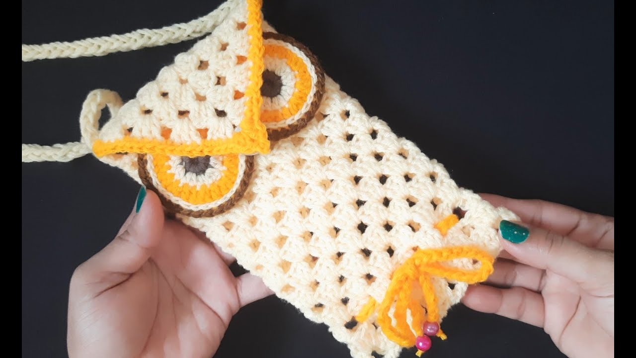 Crochet small owl purse for little girls | Crochet mobile pouch | Crochet cross body mobile bag