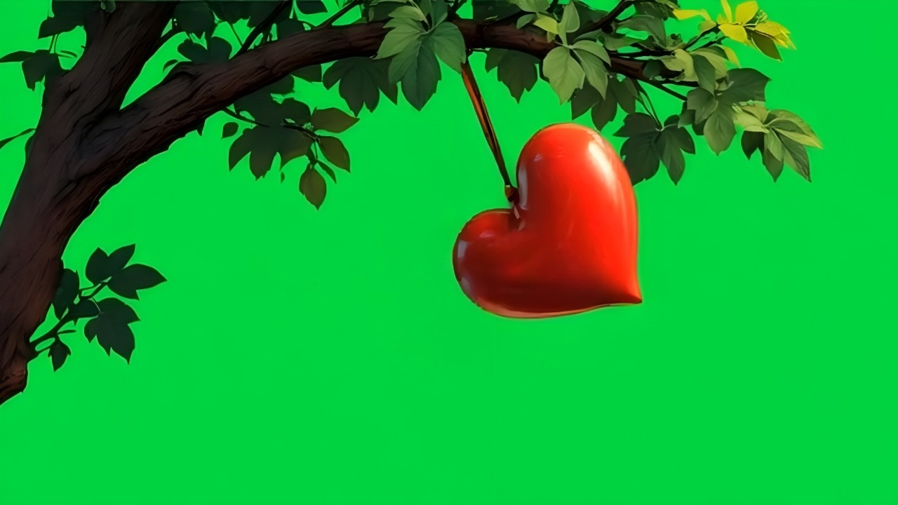 ❤️ Heart hanging green screen video | 🌿 Green screen romantic heart