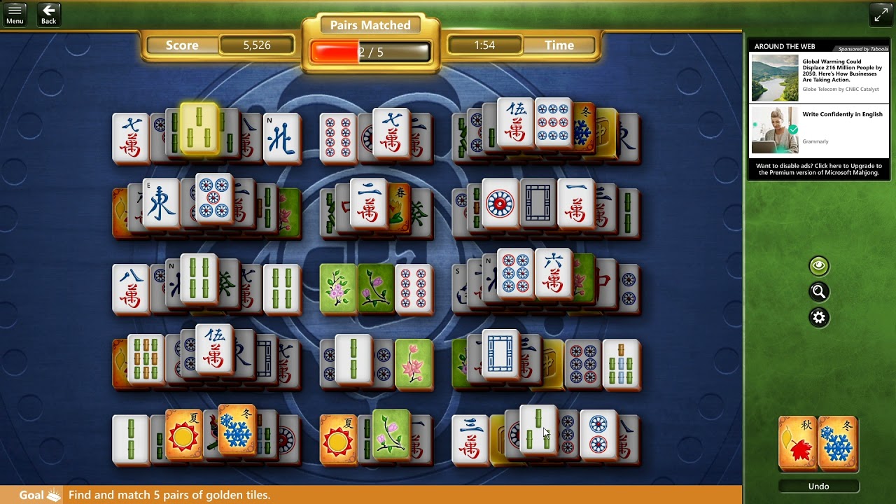 Microsoft Mahjong Daily Challenge December 22nd 2021 Golden Tiles