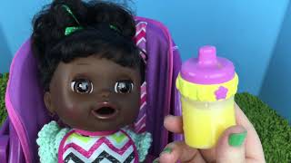 Early Saint Patricks Day Feeding with Baby Alive Real Surprises Doll Violet