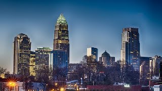 Sunset on a cloudy day in Uptown Charlotte