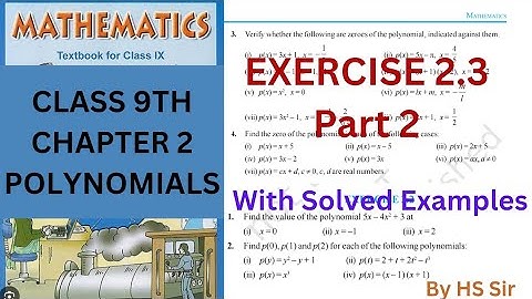 Class 9th Maths Chapter 2 Polynomials Exercise 2.3 Part2. #9thmaths #9thstandardmaths #polynomials