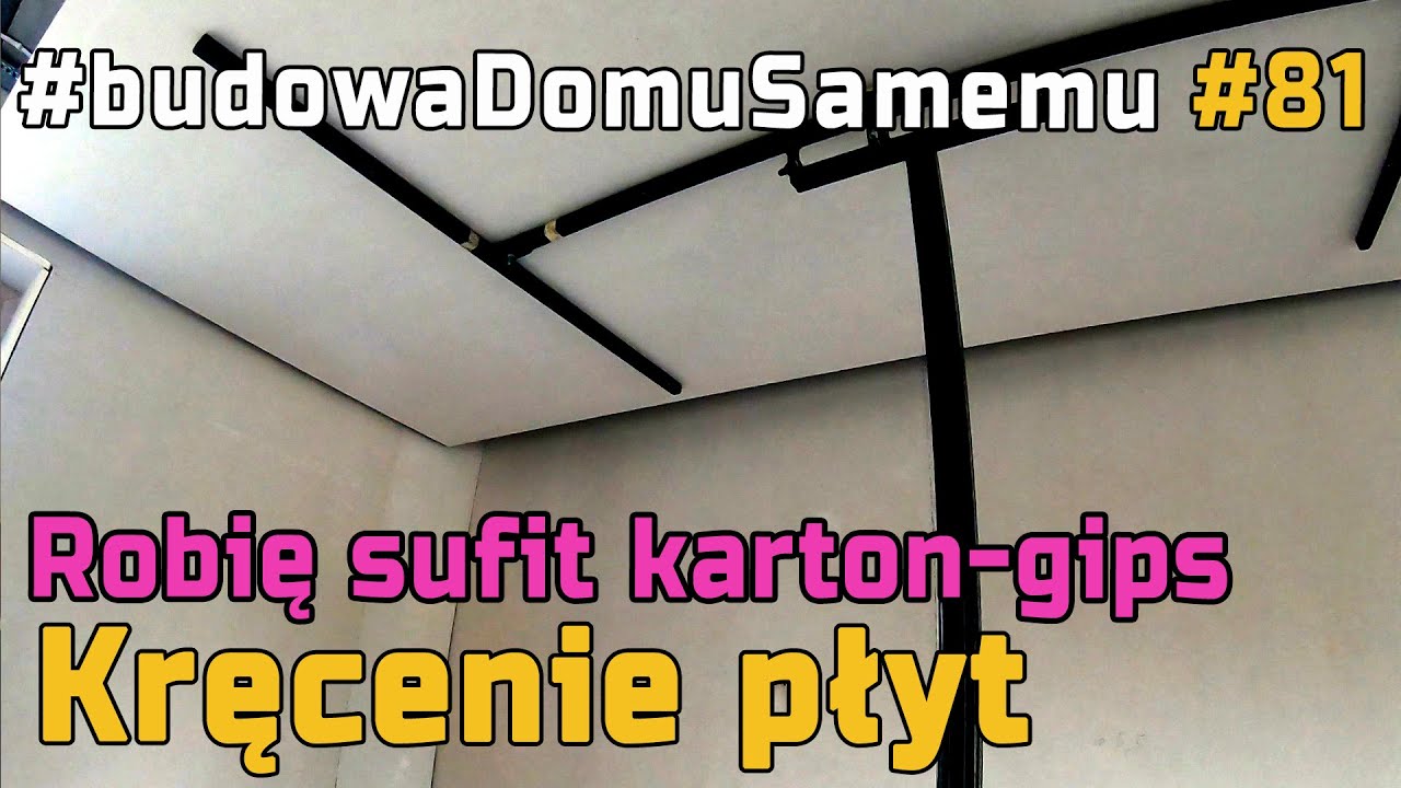 Przykręcam na sufit płyty karton gips. Zobacz jak wyszedł na profilach ...