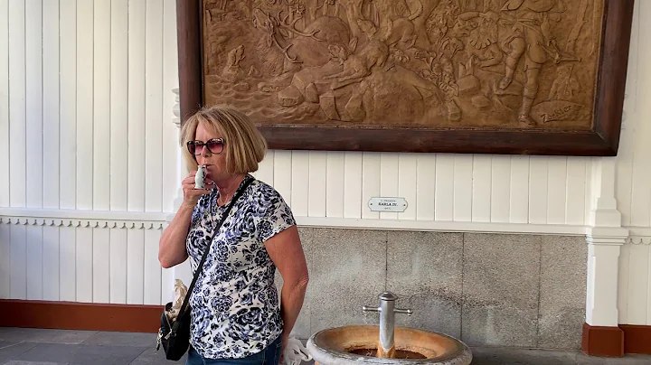 Karlovy Vary- Heather samples the spa waters