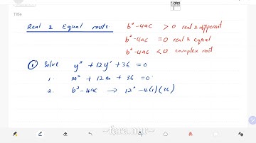 2nd Order Differential Equation - Real and Equal Root (example 1)