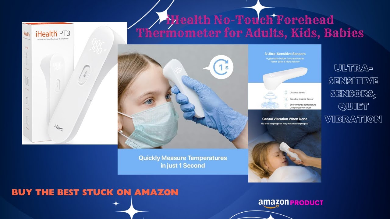 iHealth No-Touch Forehead Thermometer for Adults, Kids, Babies , 3 Ultra-Sensitive Sensors Vibration