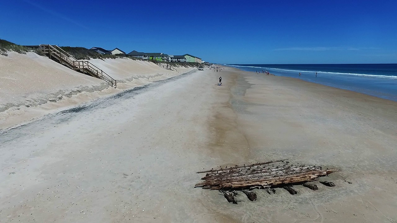Topsail Island Shipwreck aerial flyover YouTube