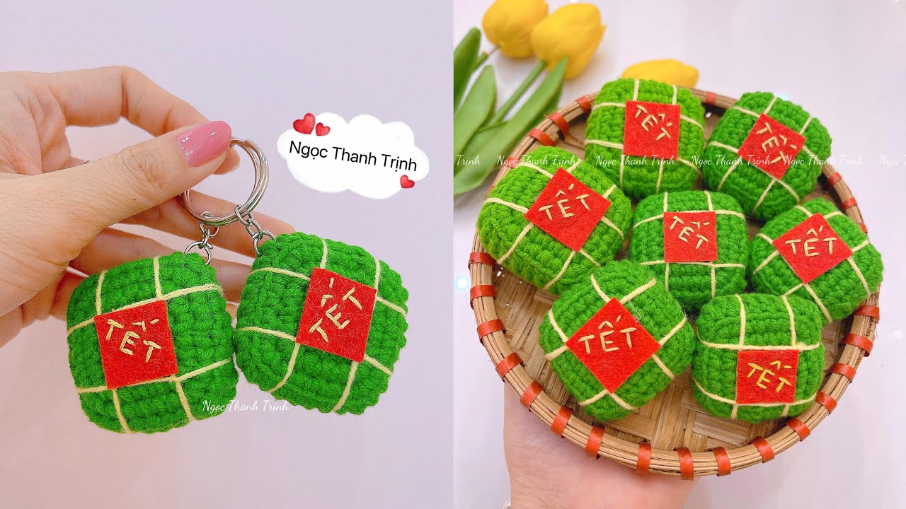 #122 - Móc bánh Chưng mini bằng len/ Ngọc Thanh Handmade 💕| Crochet Chung cake with wool?