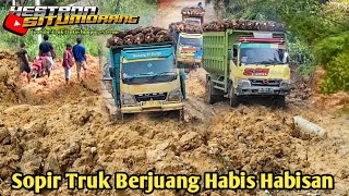 Heavy Loaded Truck Struggling with Mud Strength