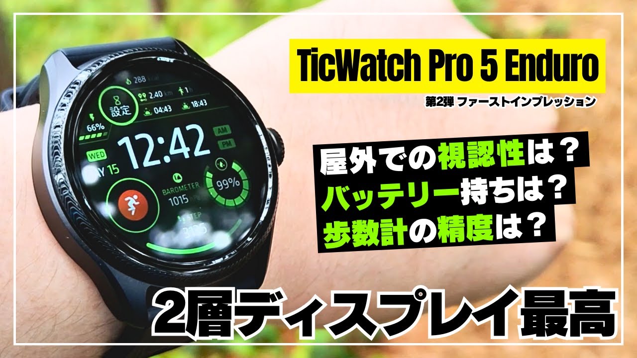 基本性能は？】TicWatch Pro 5 Enduro 屋外での視認性・歩数計 