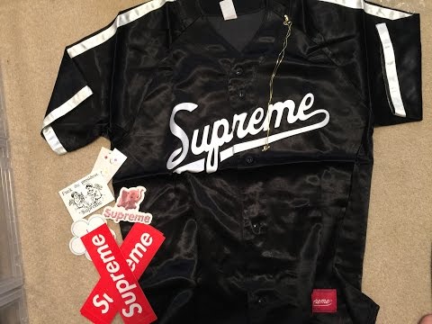 supreme baseball jersey satin black