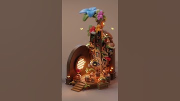 Cute isometric library in Blender 3D !