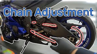 Yamaha R6  Chain Adjustment (HowTo)