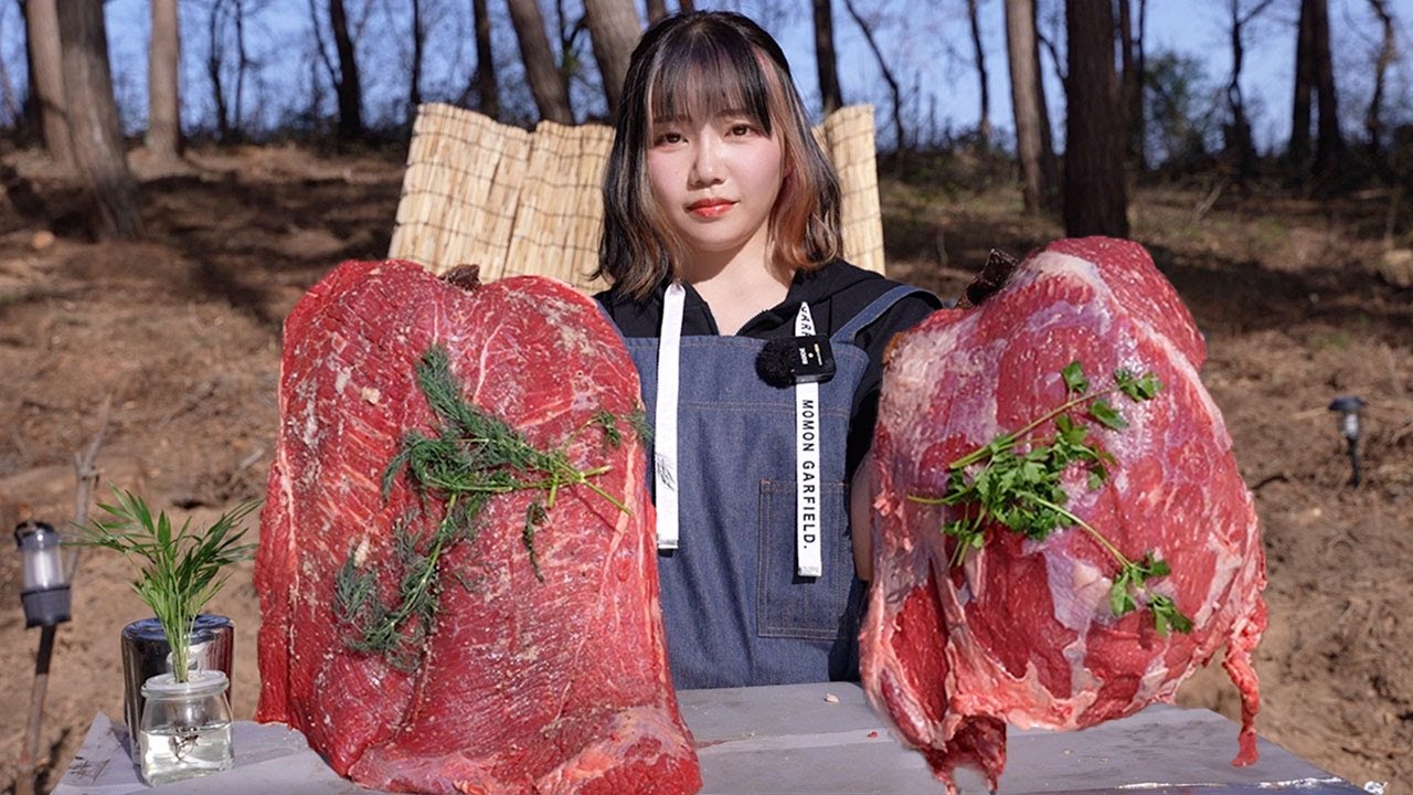 16キロの肉塊を巨大鉄板で焼いて爆食する独身アラサーデブ女【キャンプ飯】