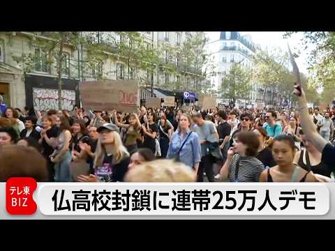 フランス各地で高校改善求める25万人デモ　学校封鎖に大学生・組合も参加　一部が警官隊と衝突　488人が拘束