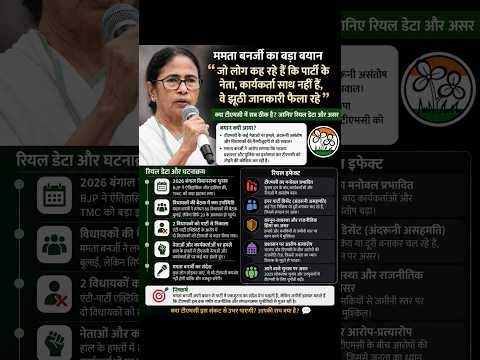 ममता बनर्जी का बड़ा बयान 😱 | क्या TMC में सब ठीक है? | Real Data & Political Impact