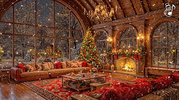 Peaceful Christmas Music for Relaxation - Relaxing Christmas Ambience - Warm Fireplace and Soft Snow
