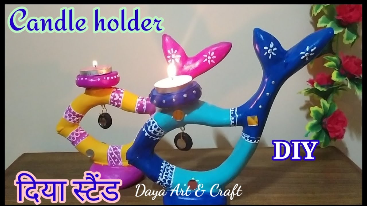 DIY candle stand diya stand l festival craft fish shape showpiece