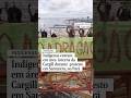 Indígenas entram em área  interna da Cargill durante protesto em Santarém, no Pará