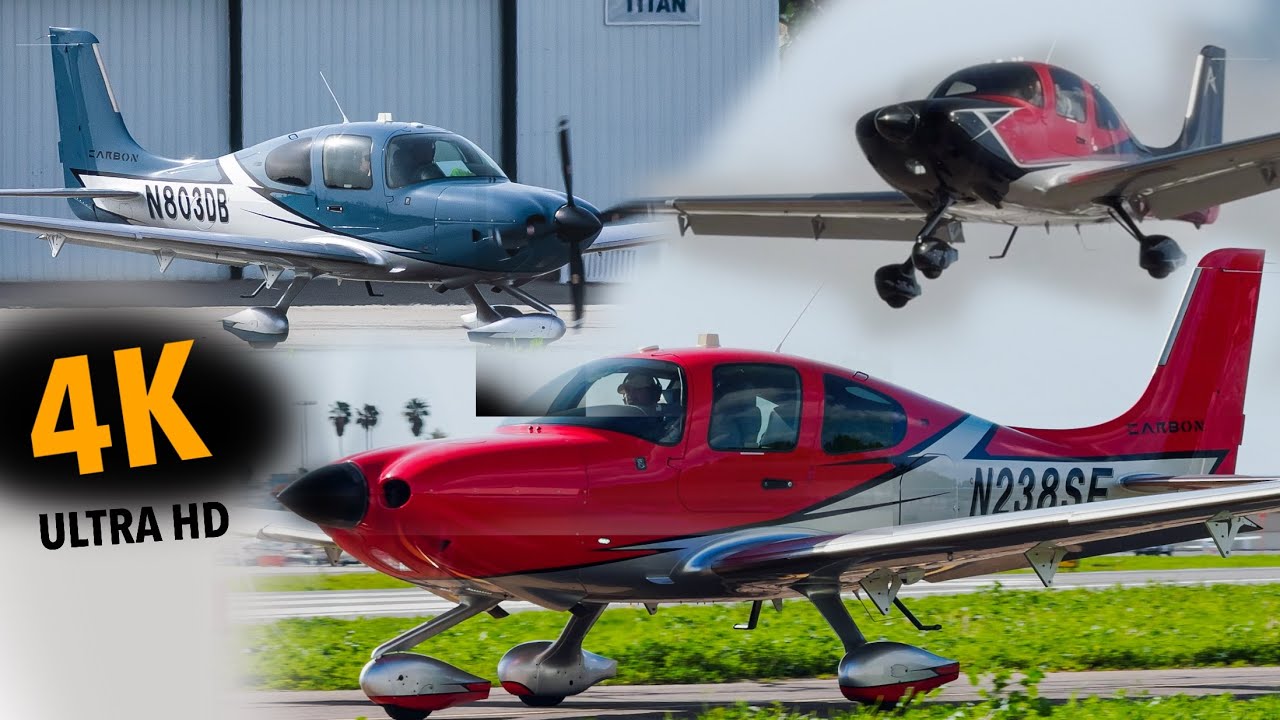 (4 BLADED) multiple Cirrus  SR22T Landing and Take-off from KFUL (4K)