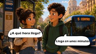 Easy Spanish Dialogue Story (A0–A1) | Taking the Bus & Exploring the City