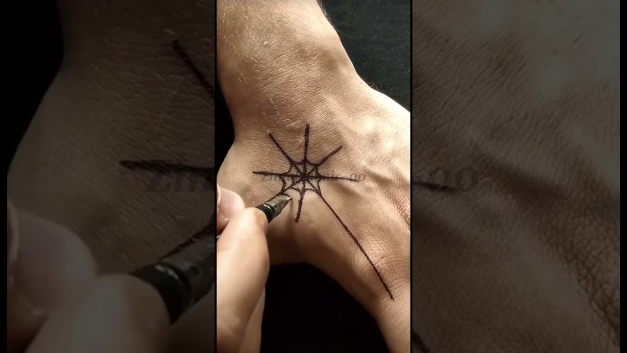 Draw on a hand spider web 