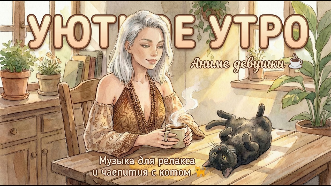 Cozy Anime Morning ☕🎧 Sipping Tea & Petting a Purring Cat 🐱