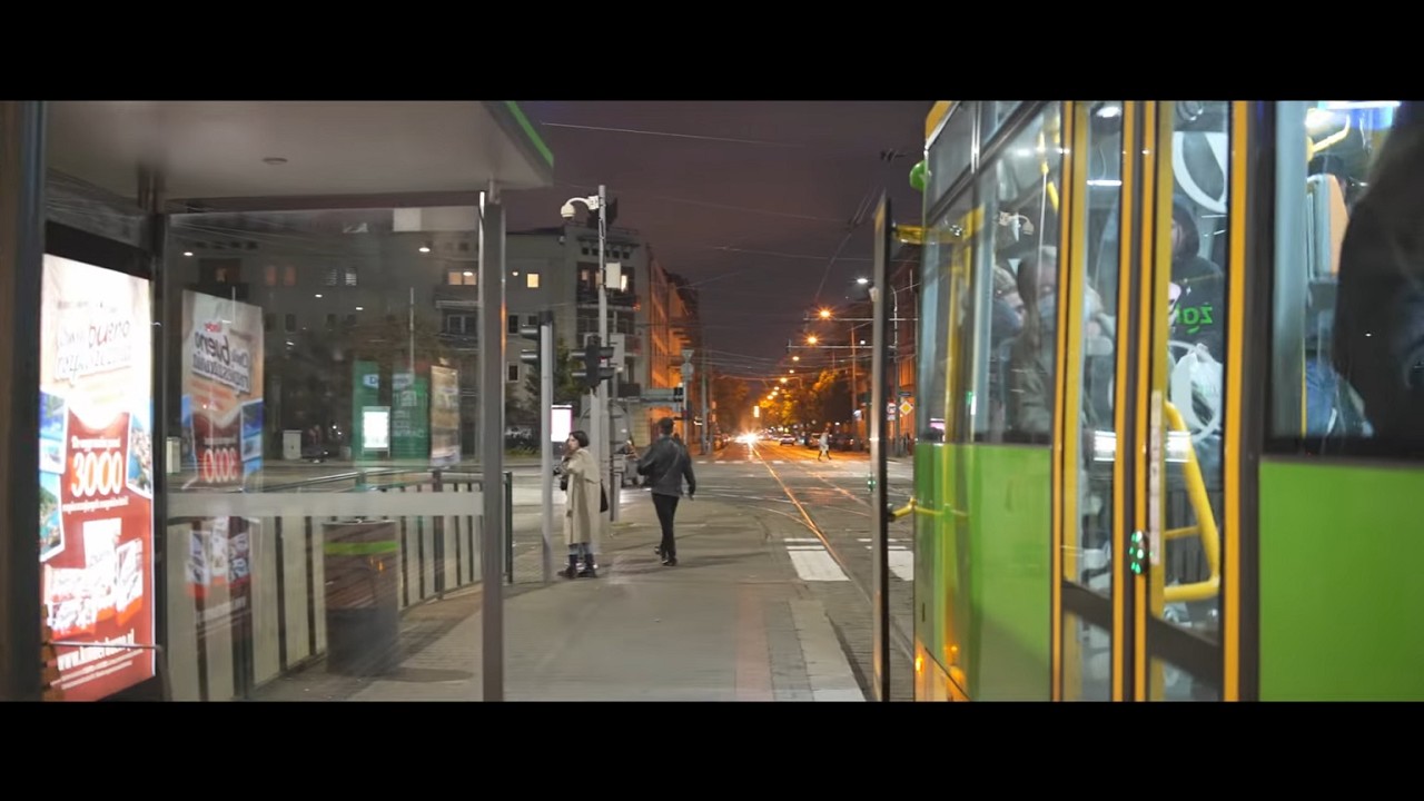 Poland, Poznań, tram 2 night ride from Pamiątkowa to Traugutta