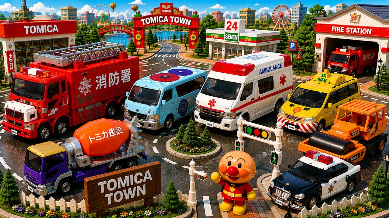 トミカのまち】超変形 🚒🚜アンパンマンと はたらくくるまが超合体