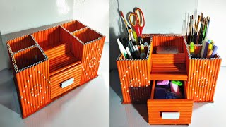 DIY Desktop Organizer Waste Paper | Pen Holder Organizer | Desk Organizer | Paper Crafts