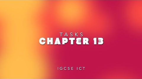 Chapter 13 Tasks