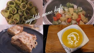Bol yemekli vlog/ kremalı kış çorbası ve lazanya börek/ 2 günlük beslenme çantası/ gece cilt bakımı