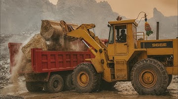 Heavy duty work 🚜⛰️CAT Loader Loading Giant Boulders⛰️ Big Boulder Loading Operation with CAT Loader