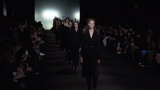 Models and Designer on the runway for the Ann Demeulemeester Fashion Show in Paris