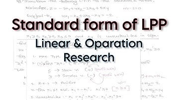 Standard Form Of LPP - Linear Programming - Oparation Research
