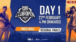 [EN] PMCO India Regional Finals Day 1 | Spring Split | PUBG MOBILE CLUB OPEN 2020