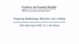 Celebrity Copying Radiology Results into a Note- EHR 17.1 Profile