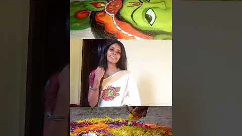 make something special for this onam🌸 Hand painted mural art on Amma's old saree #shorts