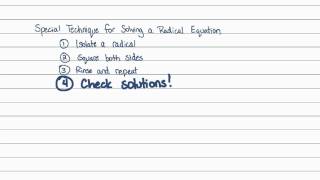Intermediate Algebra - Radical Equations: The Concepts Behind Solving Them