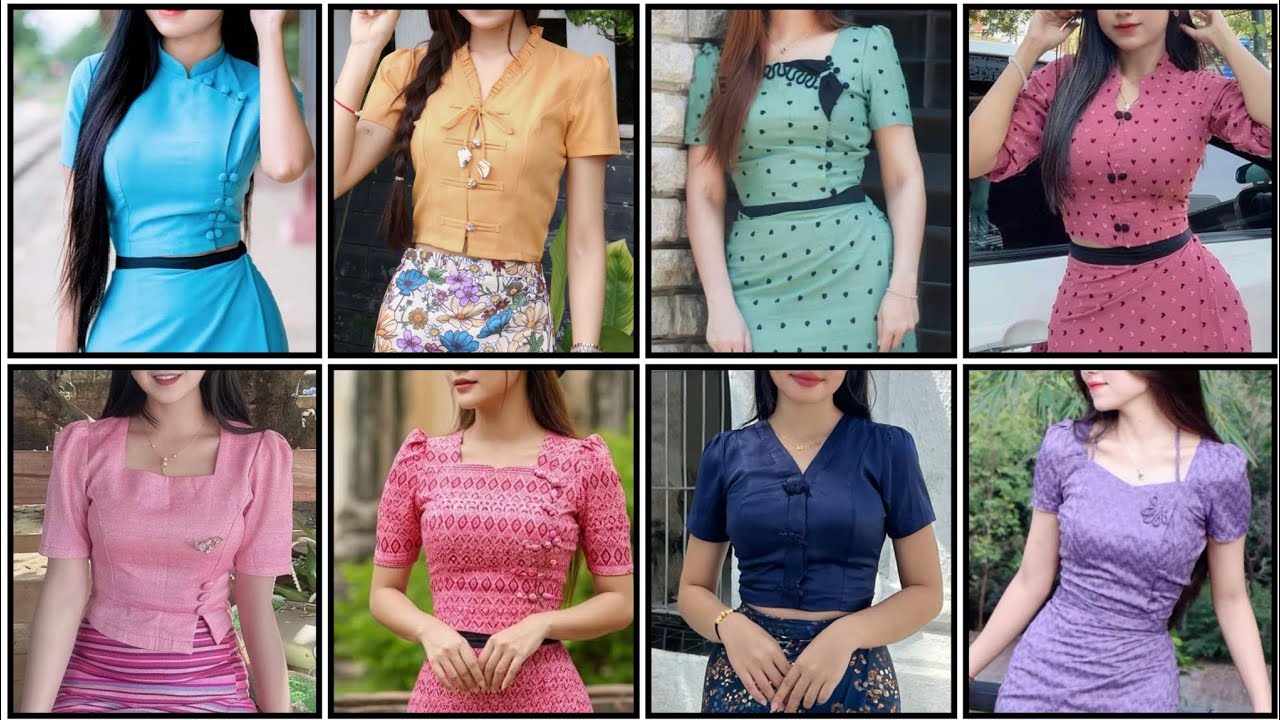 Casual Myanmar dress design | hrang hrang thar ber ber te mizo Myanmar dress 