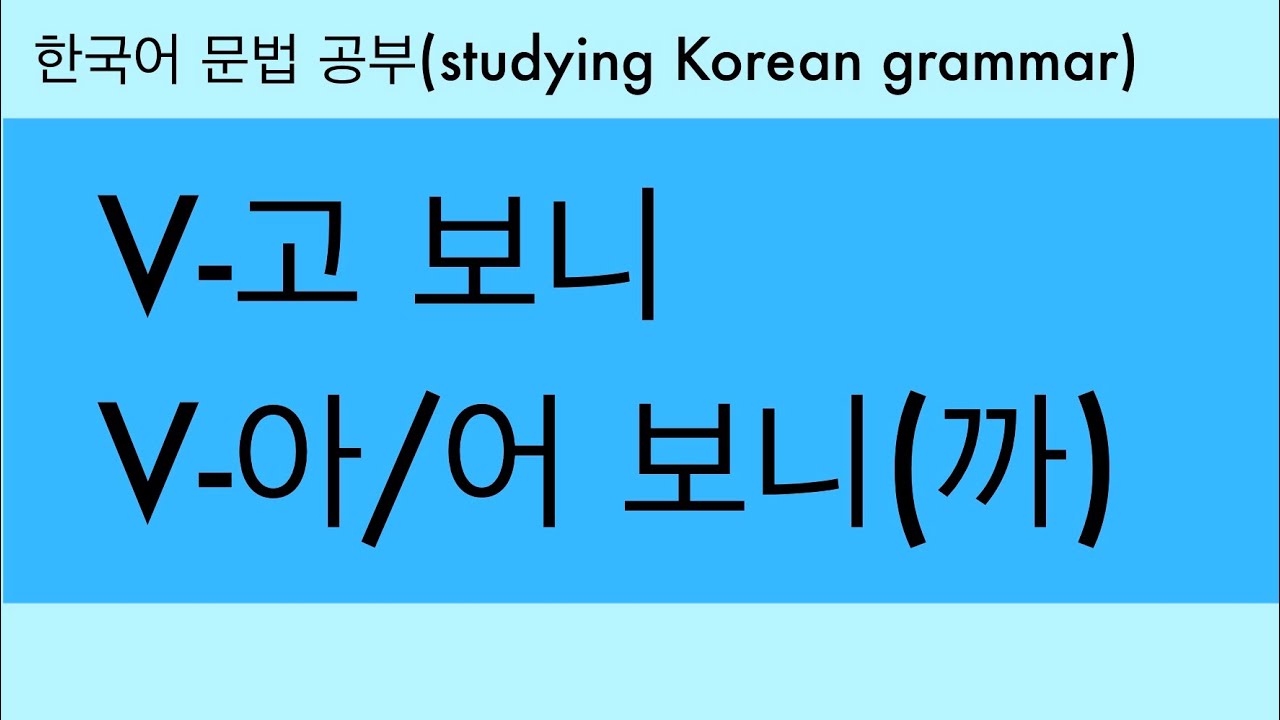 TOPIK 2 한국어능력시험 문법(V-고 보니, V-아/어 보니까 문법 비교)