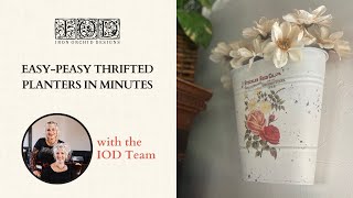 Create DIY Planters with Thrifted Items and IOD Transfers