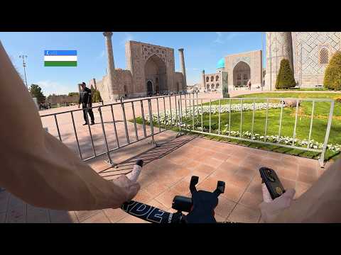 29. Samarkand by bike. Mosques, madrassas. People take me for an American.